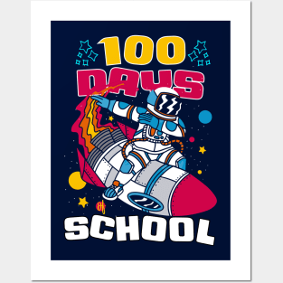 100 days of school featuring an astronaut dabbing on his rocket #3 Posters and Art